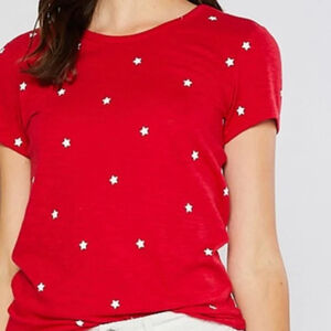 Croft & Barrow Embroidered Star Red Top M